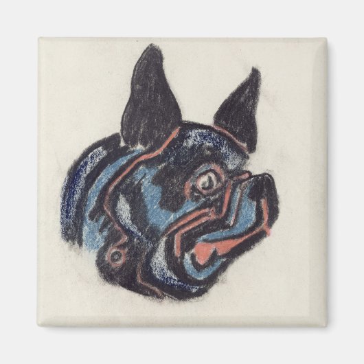 T35228 Hund (pastellfarben auf Papier) Magnet (Vorne)