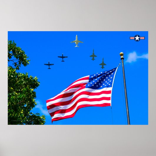 T-1A, T-38C und T-6A US FLAG FLYPAST Poster (Vorne)