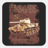 T-34-85 sowjetische Gewerkschaft Mitteltank des Zw Quadratischer Aufkleber (Vorderseite)