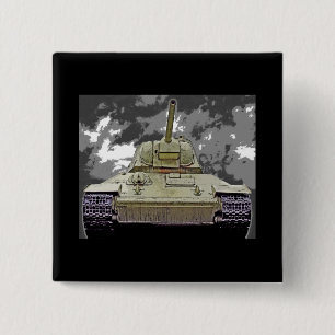 T-34 russischer Behälter, sowjetisches Denkmal, Button