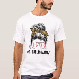 T Ball Mawmaw Life Messy Bun Leopard Print Softwar T-Shirt