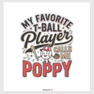 T-Ball Mohn Vintage-Stickerei-Shirt-Design_1 Aufkleber