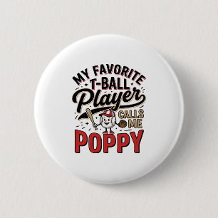 T-Ball Mohn Vintage-Stickerei-Shirt-Design_1 Button