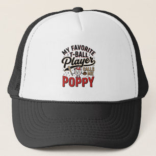 T-Ball Mohn Vintage-Stickerei-Shirt-Design_1 Truckerkappe
