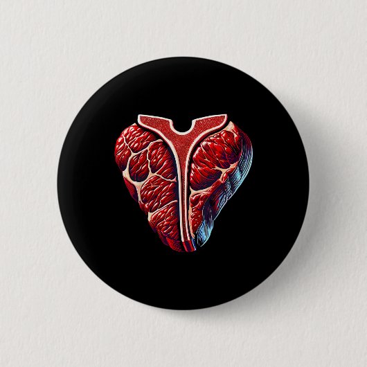 T-Bone-Steak-BBQ-Fleischliebhaber Button (Vorderseite)