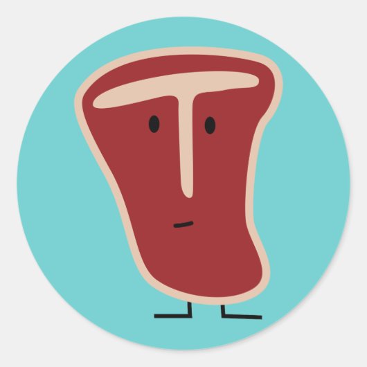 T-Bone-Steak Fleisch Protein gegrilltes Rindfett K Runder Aufkleber (Vorderseite)