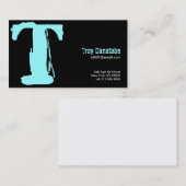 T-Buchstabe-Alphabet-Visitenkarte-blaues Schwarzes Visitenkarte (Vorne/Hinten)