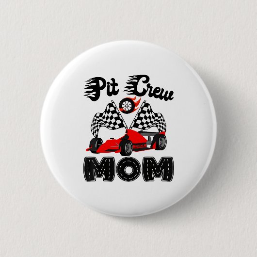 T Crew Mom Racing Car Birthday Boy Family Matching Button (Vorderseite)
