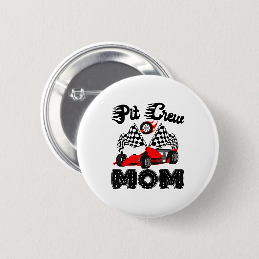 T Crew Mom Racing Car Birthday Boy Family Matching Button (Vorne & Hinten)