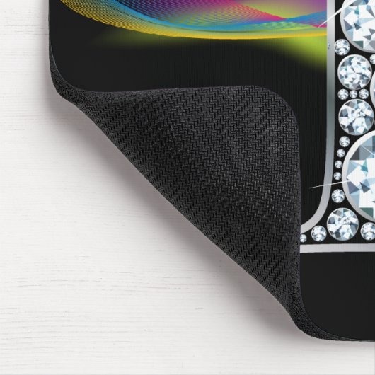 "T" Diamantblende mit Rainbow Swirl Mousepad (Ecke)