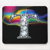 "T" Diamantblende mit Rainbow Swirl Mousepad (Vorne)