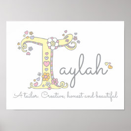 T für Taylah-Monogramm-Kunstname Poster