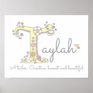 T für Taylah-Monogramm-Kunstname Poster