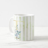 T goldfarbene anfängliche blaue und weiße Streifen Kaffeetasse (Vorderseite Links)