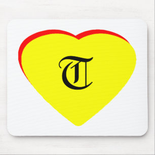 "T" Herz-Gelb-Hochzeit Einladung des MUSEUMS Mousepad