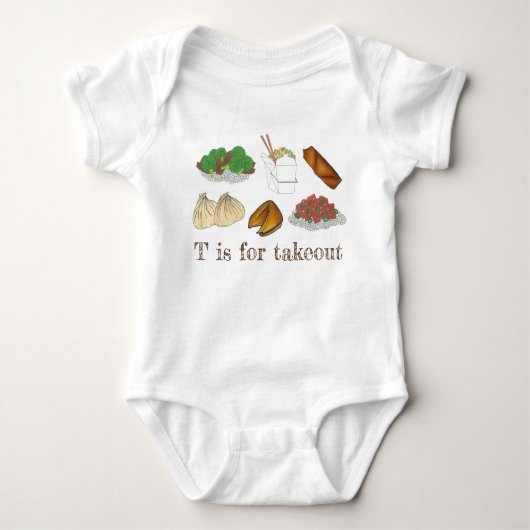 T is for Takeout Chinese Restaurant Takeaway Food Baby Strampler (Vorderseite)