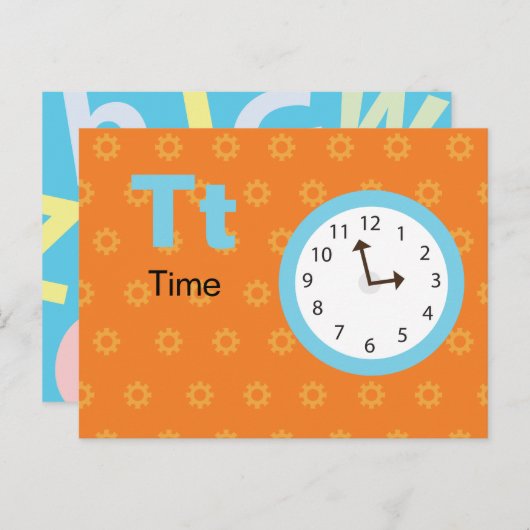 T is for Time - Alphabet Flash Card Postkarte (Vorne/Hinten)