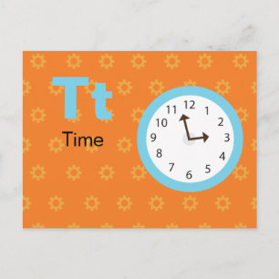 T is for Time - Alphabet Flash Card Postkarte