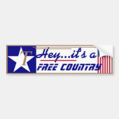 T is for Trump Hey It's a free country Autoaufkleber (Vorne)