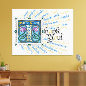 T ist für Dankeschön Canvas Print - Blue & Gold Leinwanddruck (Insitu (Wohnzimmer))