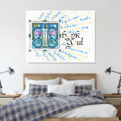 T ist für Dankeschön Canvas Print - Blue & Gold Leinwanddruck (Insitu (Schlafzimmer))