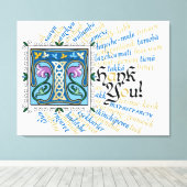 T ist für Dankeschön Canvas Print - Blue & Gold Leinwanddruck (Insitu (Holzboden))