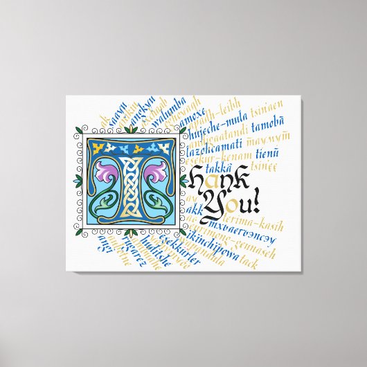 T ist für Dankeschön Canvas Print - Blue & Gold Leinwanddruck (Vorderseite)