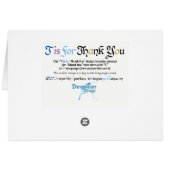 T ist für Dankeschön Card - Blau & Gold (Rückseite Horizontal)