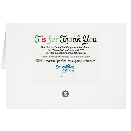 T ist für Dankeschön-Karte (Rückseite Horizontal)