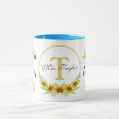 T ist für Lehrer floral T Form Personalisiert Tasse (Zentrum)