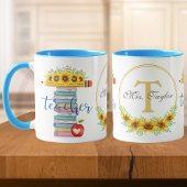 T ist für Lehrer floral T Form Personalisiert Tasse