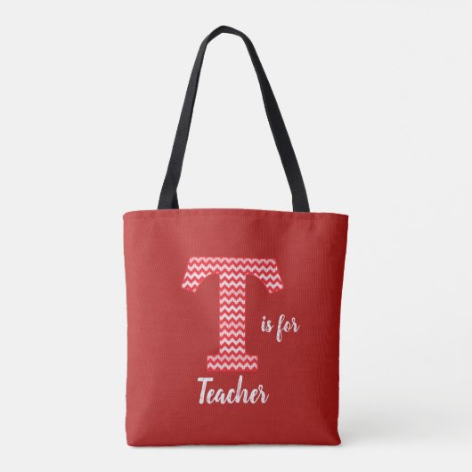 T ist für Lehrer Red Tote Bag Tasche (Rückseite)