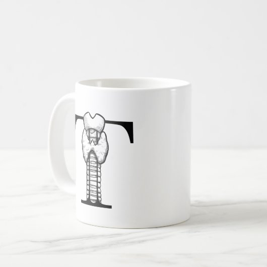 T ist für Schilddrüse (oder Trachea) (Tasse) Kaffeetasse (Vorderseite Links)