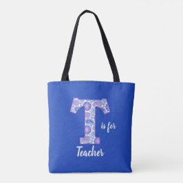 T ist für Teacher Blue Tote Bag Tasche