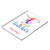 T ist für Teacher Zitat farbenfrohe Spaß Schule Notizblock (Linke Seite)