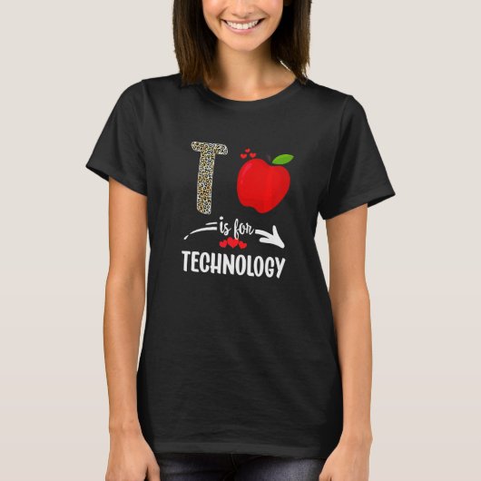 T ist für Technologie Leopard Technologie Lehrer S T-Shirt (Vorderseite)