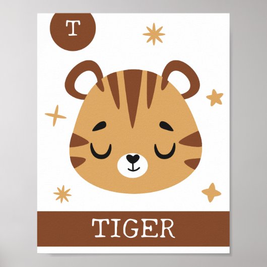 T ist für Tiger, Kinderzimmer, Schlafzimmer, Kinde Poster (Vorne)