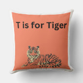 T ist für Tiger Throw Kissen (Rückseite)