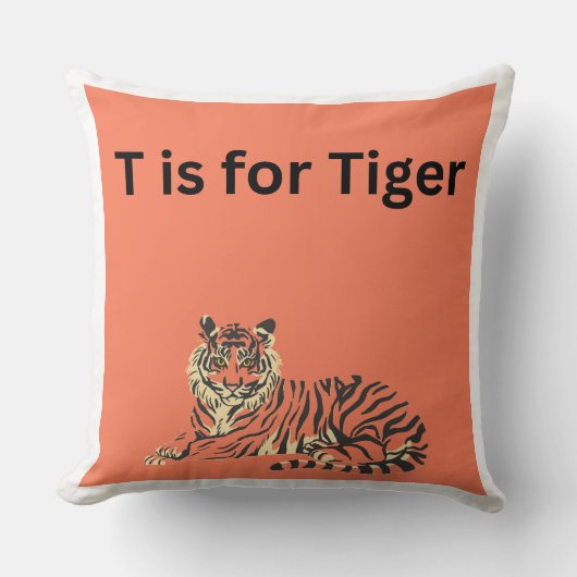 T ist für Tiger Throw Kissen (Vorderseite)