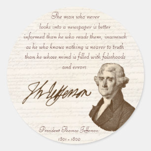 T. Jefferson: Wahrheit u. Zeitungen - Aufkleber