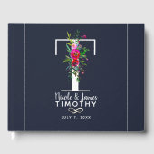 T Letter Initial Monogram Floral Name Wedding Gästebuch (Vorderseite)