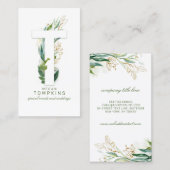 T Letter Monogram Gold Greenerity Blätter Elegant Visitenkarte (Vorne/Hinten)