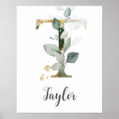 T Letter Monogram Greenerity Kinderzimmer Name Wal Poster (Vorne)