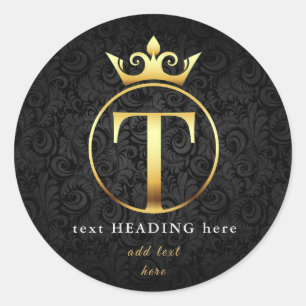 T - Letter Monogram Round Aufkleber