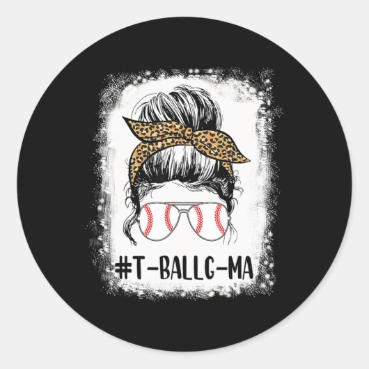 T-ll G-ma Life Messy Bun Leopard Print Softll Runder Aufkleber (Vorderseite)