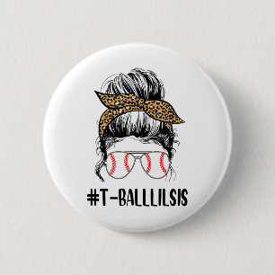 T-ll Lil Sis Leben Unordentlicher Knoten Leoparden Button