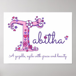 T monogram art Tabitha girls name meint poster