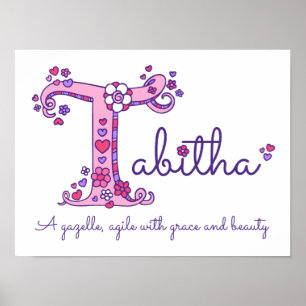 T monogram art Tabitha girls name meint poster