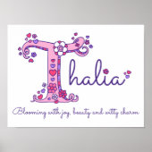 T monogram art Thalia girls name meint poster (Vorne)
