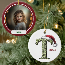T Monogram Christmas Ornament